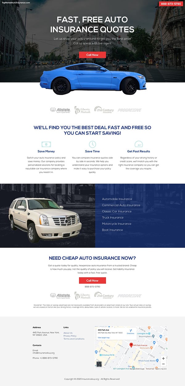 Top Rated insurance landing page